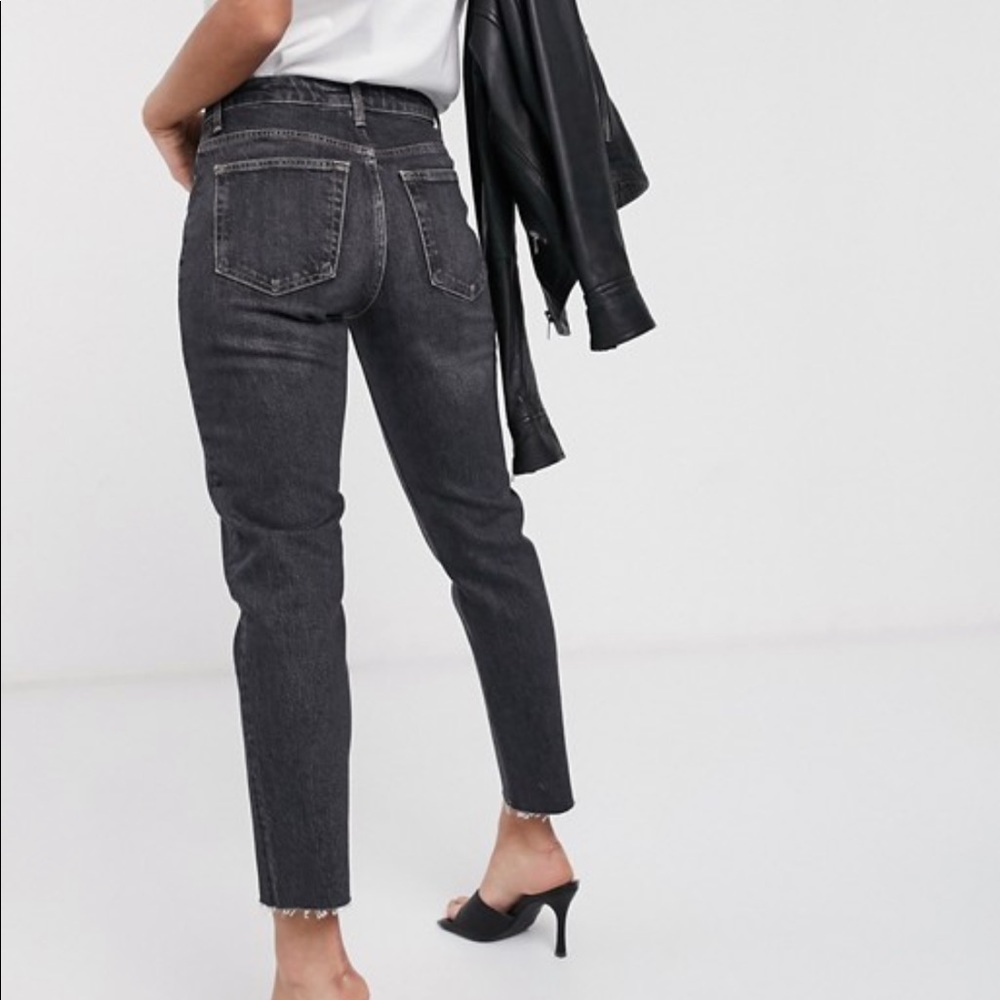 Black washed raw hem straight Topshop  jeans